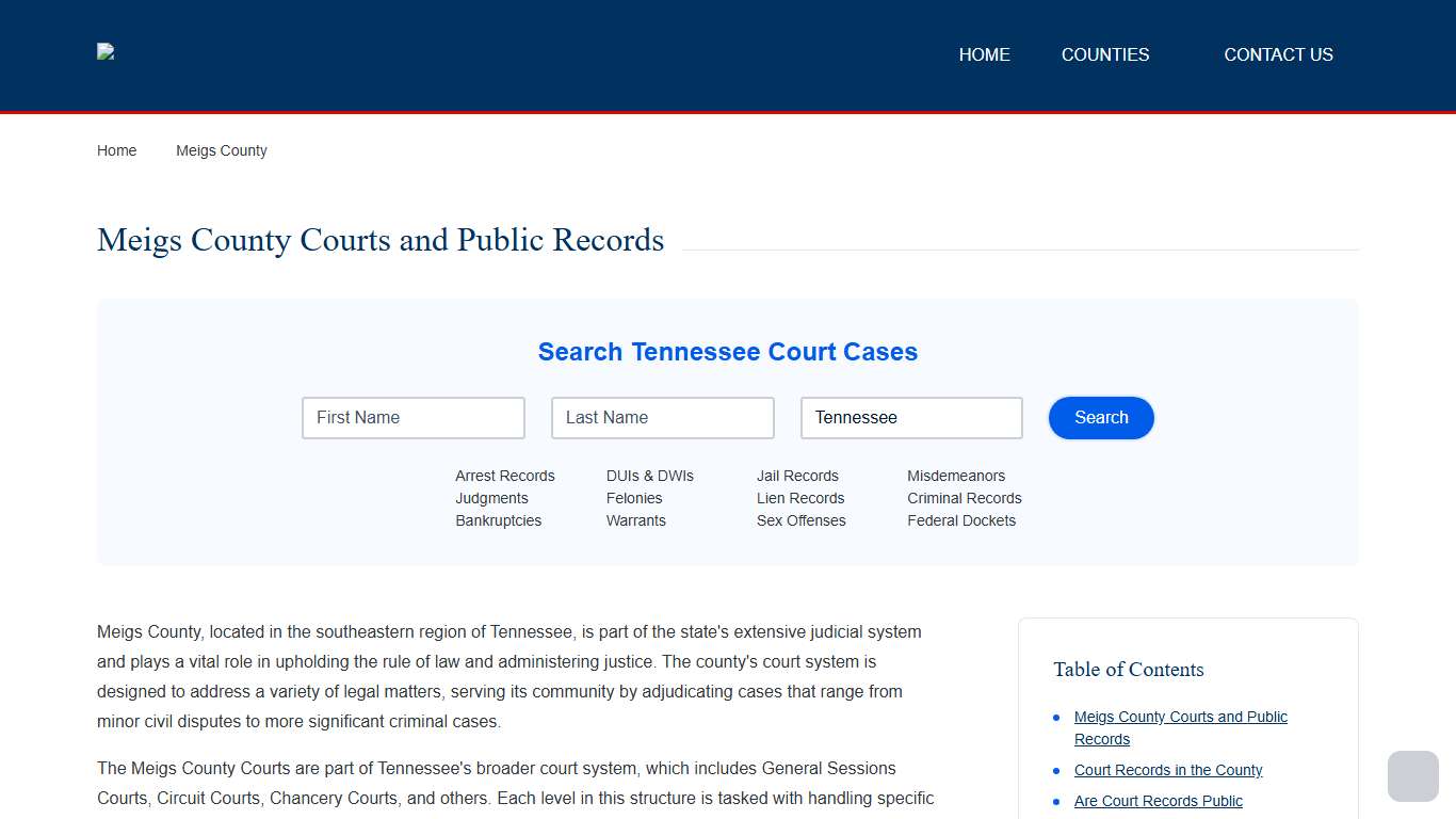 Meigs County Records and Case Search